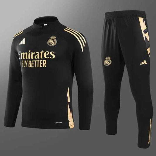 Real Madrid Gold and Black 2024/25 Tracksuit